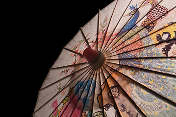 Image showing Paper Parasol On Black Iso