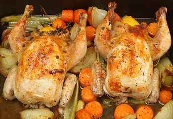 Image showing Roasting chickens contemporary style