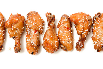 Image showing set of fried chicken legs isolated