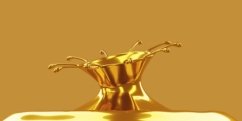 Image showing Splashes and aplatter of melted gold