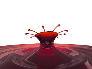 Image showing Splashes of cherry juice or wine with droplets isolated 