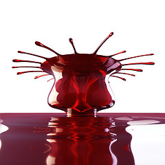 Image showing Splash and splatter of cherry juice or wine isolated