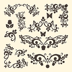 Image showing vintage ornament with floral elements for invitation or greeting card