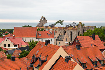 Image showing Rooftops and ruins of a medieval church