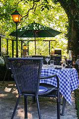 Image showing Outdoor cafe in sunlight