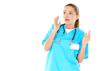 Image showing Pretty young nurse is worried