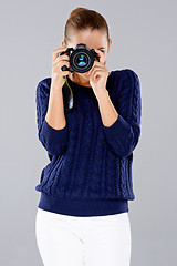 Image showing Stylish young woman photographer