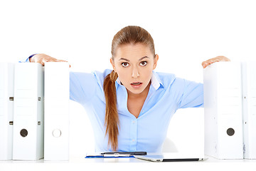 Image showing Stressed young businesswoman