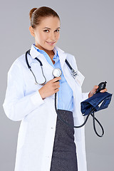 Image showing Woman doctor with a sphygmomanometer