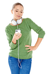 Image showing Young woman enjoying her music