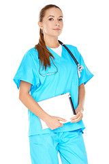 Image showing Female doctor with a tablet-pc