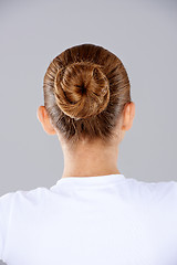 Image showing Brunette hair in a neat bun