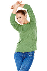 Image showing Sexy stylish young woman in green