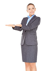 Image showing Businesswoman holding out her empty palms