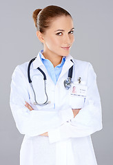 Image showing Confident female doctor with crossed arms