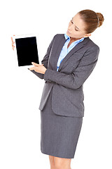 Image showing Businesswoman displaying her tablet