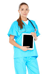 Image showing Female doctor with a tablet-pc