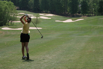 Image showing lady golf swing