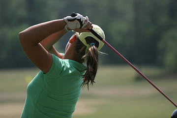 Image showing lady golf swing