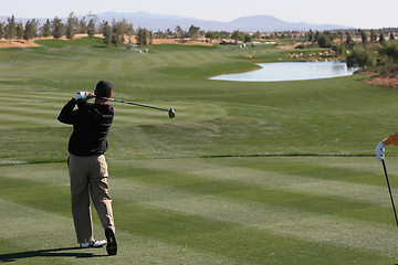 Image showing man golf swing in palm springs