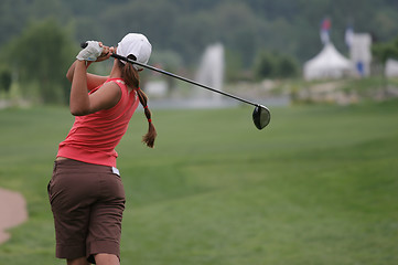 Image showing lady golf swing