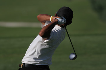 Image showing man golf swing in valderrama, spain