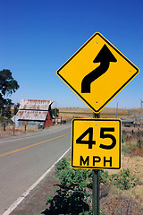 Image showing Curve Warning Road Sign