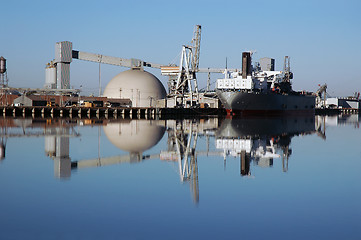 Image showing Seaport Ship Reflection