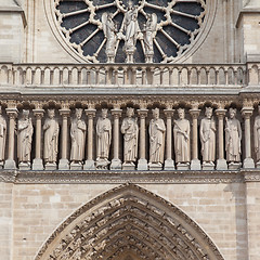 Image showing PARIS - JULY 27: Architectural details of Cathedral Notre Dame d