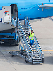 Image showing AMSTERDAM, HOLLAND, SEPTEMBER 6: An employee of KLM-Air France i