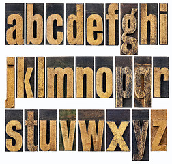 Image showing lowercase alphabet in wood type