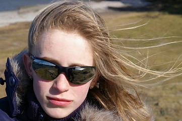 Image showing Portrait of girl with sunglasses