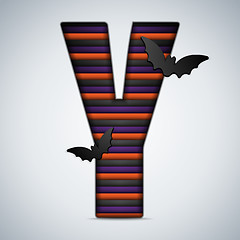 Image showing Halloween Bat Alphabet Letters Stripe Black Orange Purple