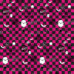 Image showing Halloween Ghost Bat Pumpkin Seamless Pattern Background