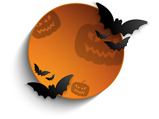 Image showing Halloween Bat Circle Frame Pumpkin Background Vector