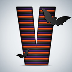 Image showing Halloween Bat Alphabet Letters Stripe Black Orange Purple