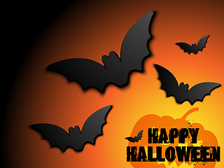 Image showing Halloween Bat Frame Pumpkin Background