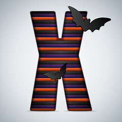 Image showing Halloween Bat Alphabet Letters Stripe Black Orange Purple