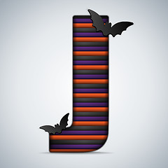 Image showing Halloween Bat Alphabet Letters Stripe Black Orange Purple