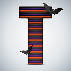 Image showing Halloween Bat Alphabet Letters Stripe Black Orange Purple