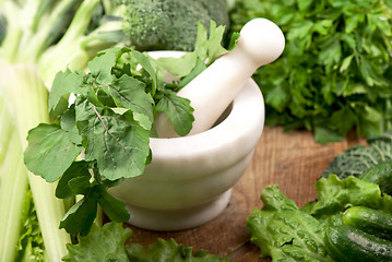 Image showing Fresh herbs in the kitchen