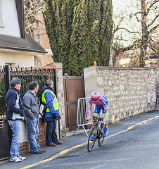 Image showing The Cyclist Michele Scarponi- Paris Nice 2013 Prologue in Houill