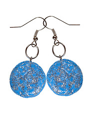Image showing Earrings blue with sequins. galaxy