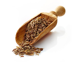 Image showing wooden scoop with cumin