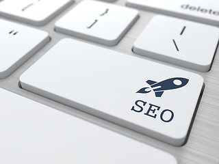 Image showing White Keyboard with SEO Button.