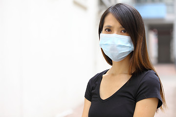 Image showing Asian woman wear protective face mask