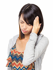 Image showing Asian woman with headache