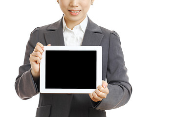 Image showing asian business woman hold tablet