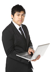 Image showing Asian business man use computer