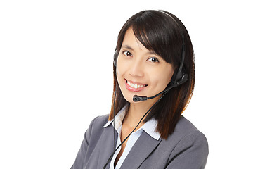 Image showing Asian business customer service woman with headset